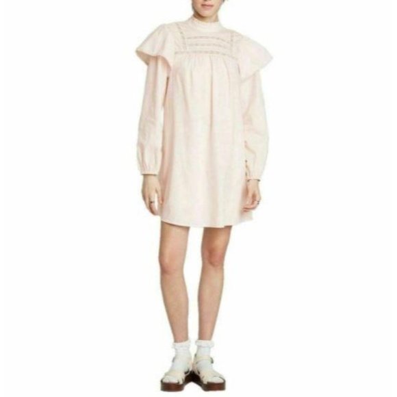 wild fable Dresses & Skirts - Wild Fable NWT Dusty Peach Long Sleeve High Neck Poplin Prairie Dress Size S